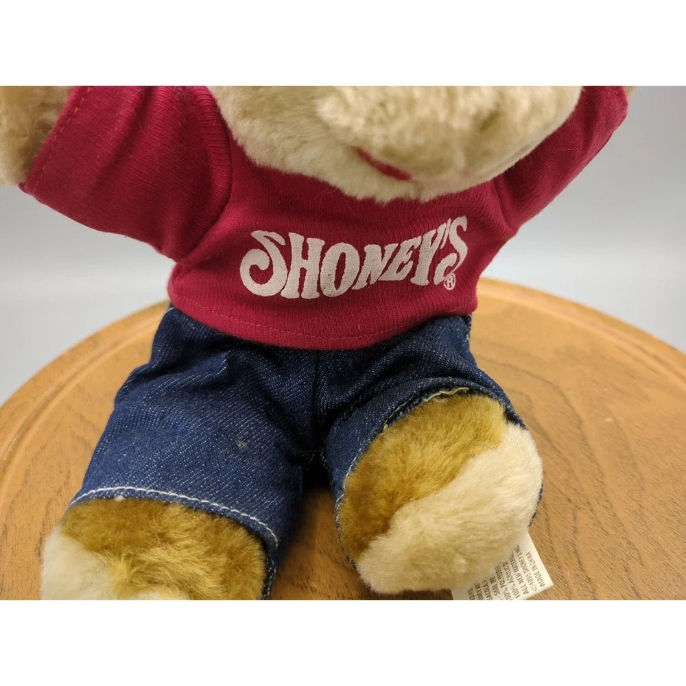 Vintage 1999 Shoney's Restaurant Shoney Bear Plush Overalls Stuffed Animal 10 In